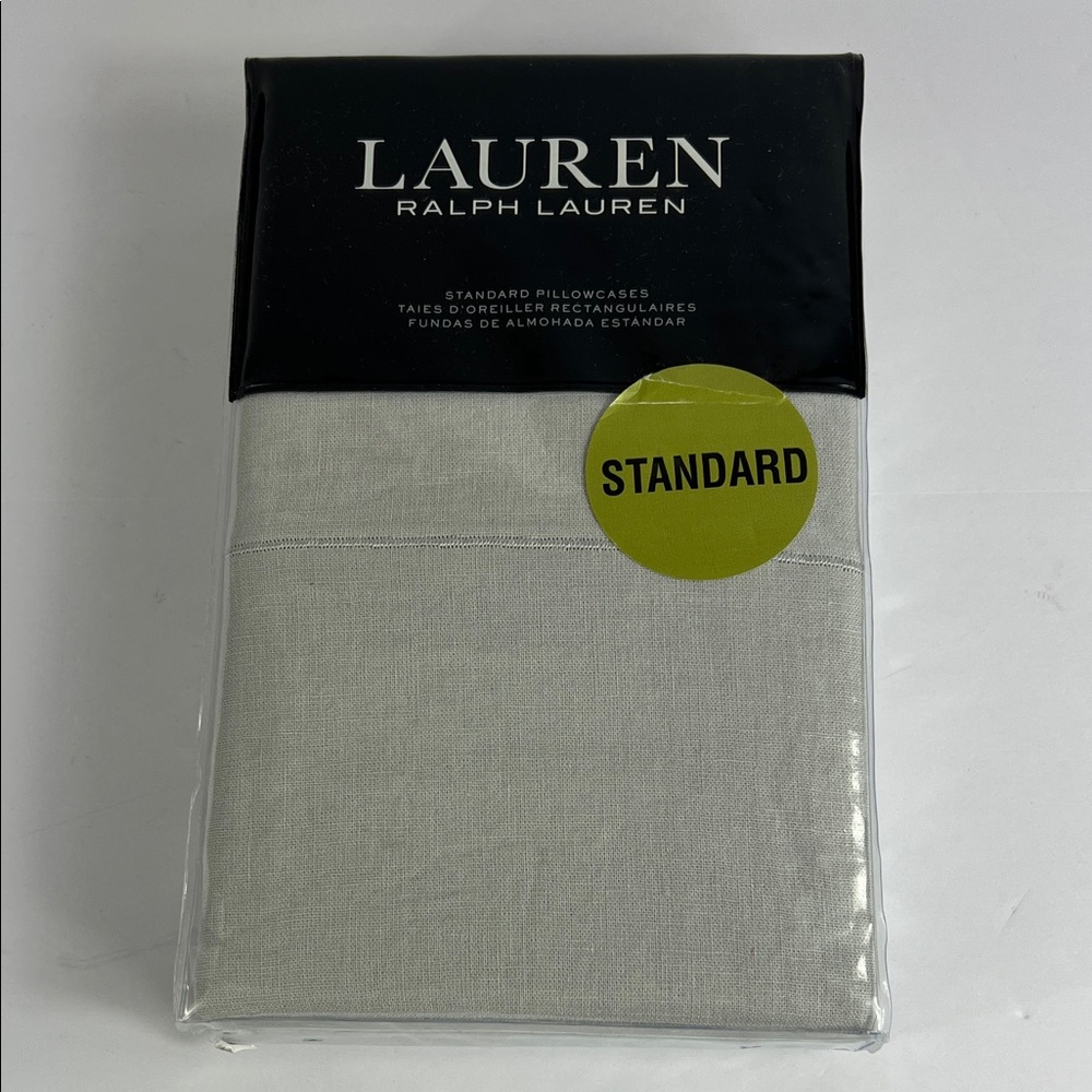 Lauren Ralph Lauren Linen Blend Pillowcases KENT Standard Size Light Gray NEW